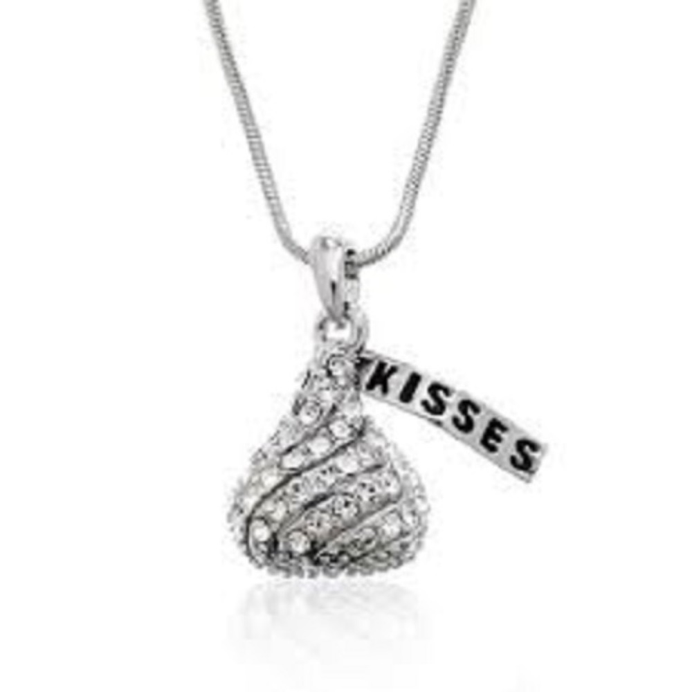 New Crystal Hershey Kiss Pendant Neclace - Picture 2 of 2